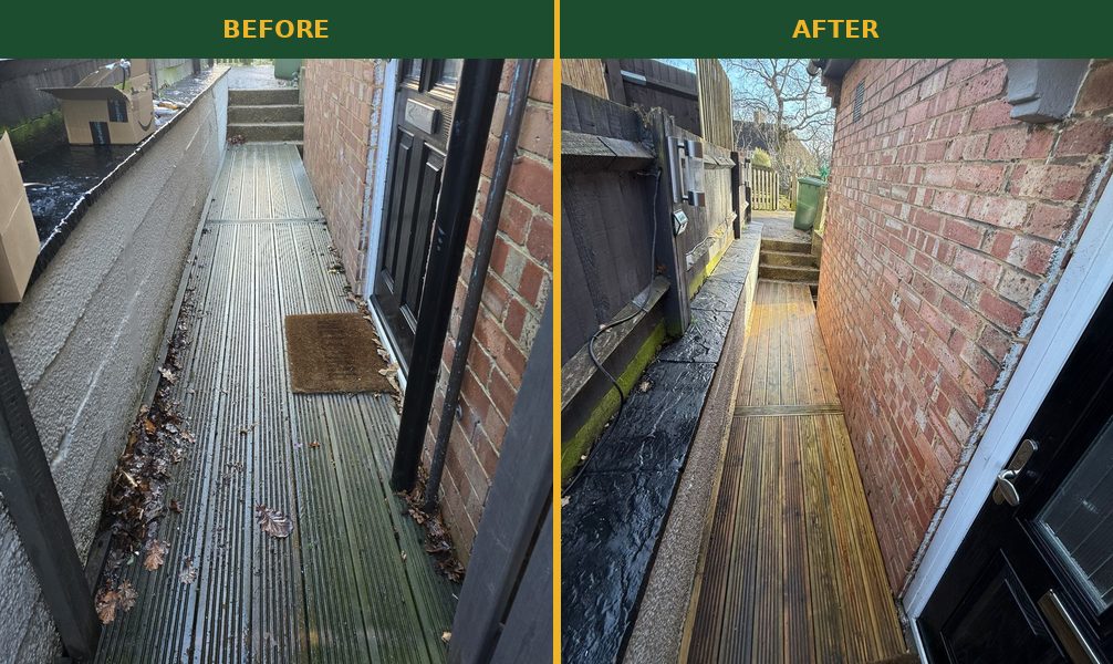 Decking jet wash before and after South East England